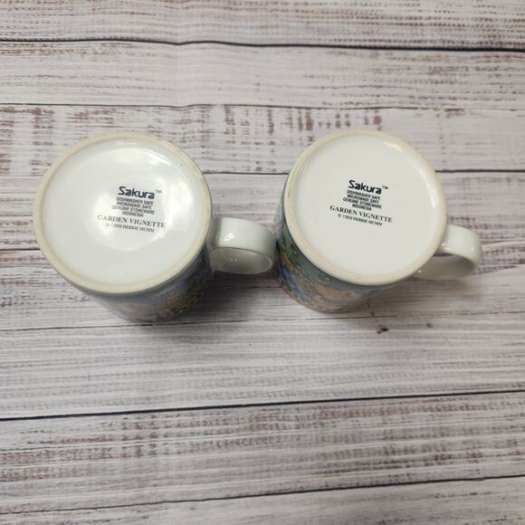 Vtg Debbie Mumm Sakura Garden Vignette Sunflower Coffee Tea Mug Lot of 2 Spring - Picture 5 of 6